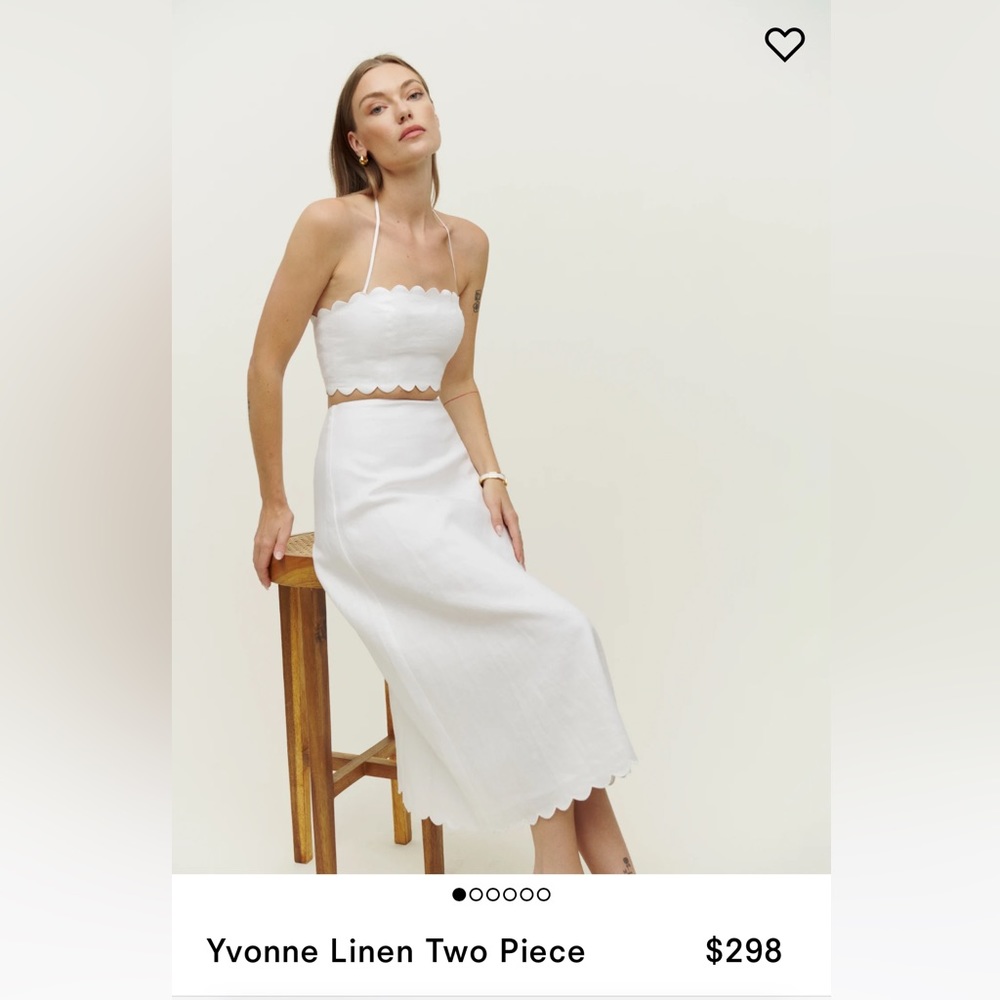 NWT Reformation Yvonne Linen White Two Piece size XS